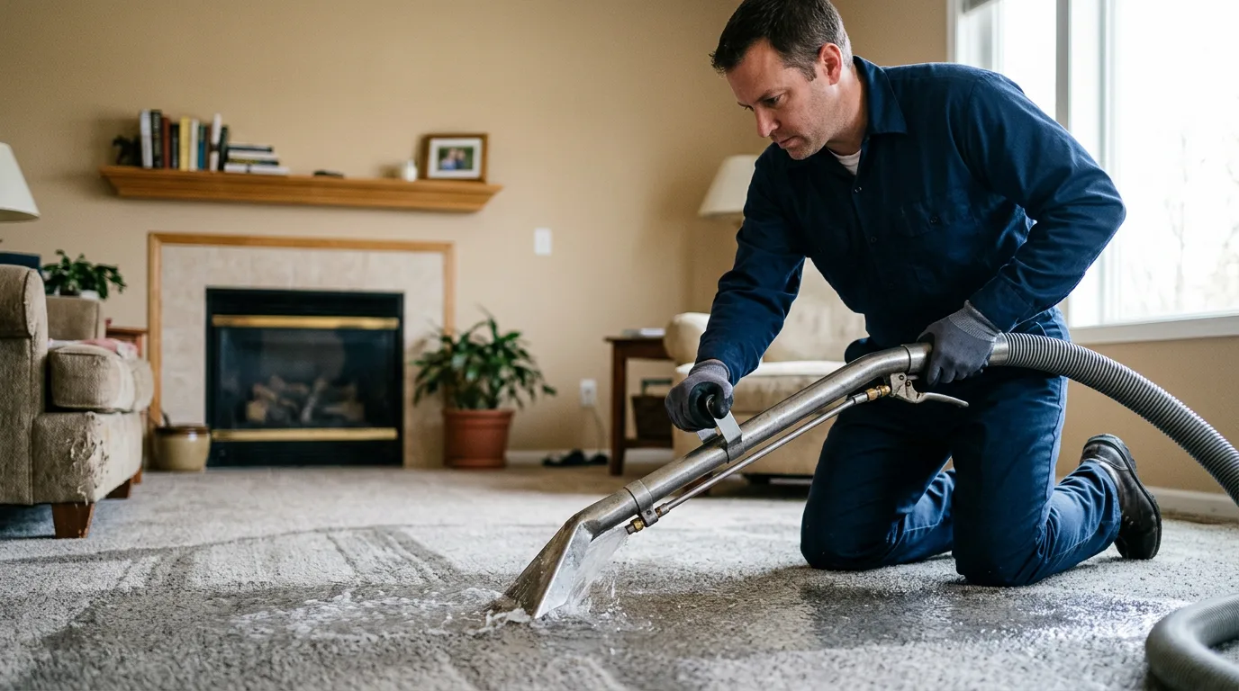 Water damage restoration technician working near Easton, MO